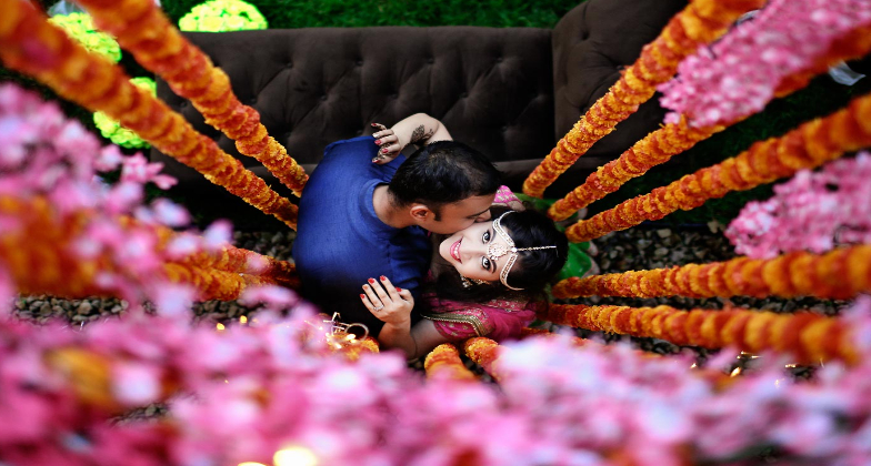 Indian Wedding Decor and Florist_Lush Events: Decor_bright couple