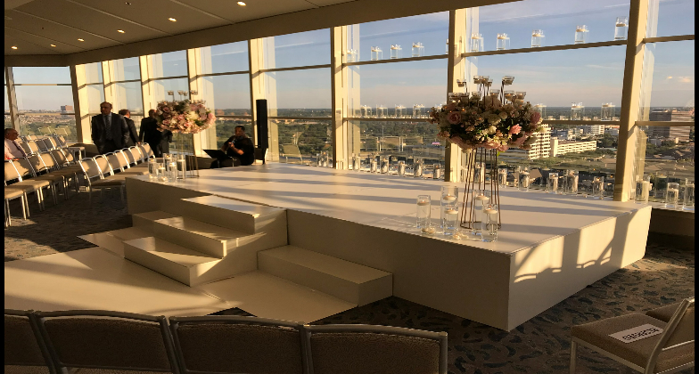 Indian Wedding Venue_The Westin Dallas Park Central_all white stage