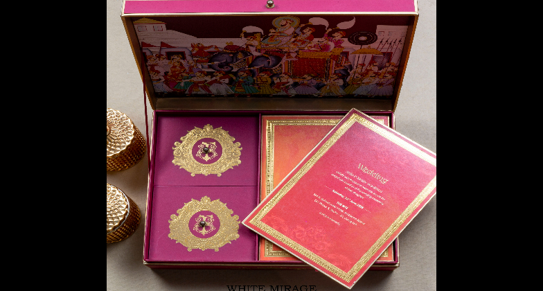 Indian Wedding Stationaries_White Mirage Invites_Pink and purple