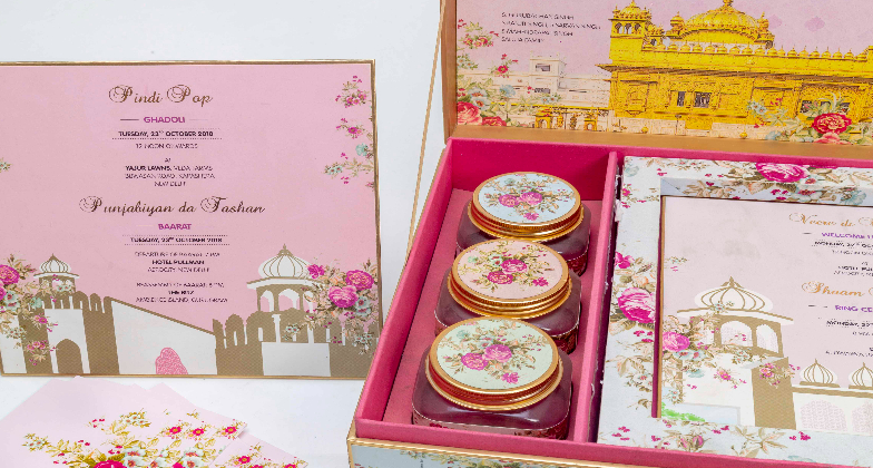 Indian Wedding Stationaries_White Mirage Invites_Pink and red