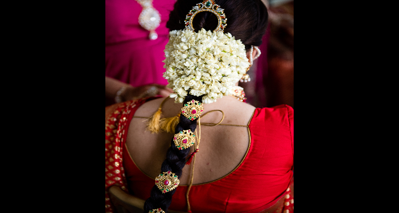 Indian Wedding Hair and Makeup_Glam with glee_gorgeous flower hair design