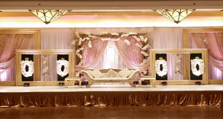 Indian Wedding Venue_Hilton Richardson Dallas_Pink and gold stage