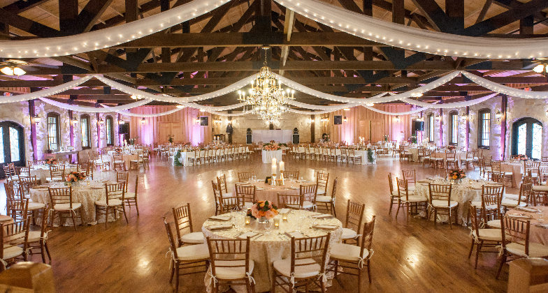 Indian Wedding Venue_The Springs Lake Conroe_elegant ballroom with pastel decor