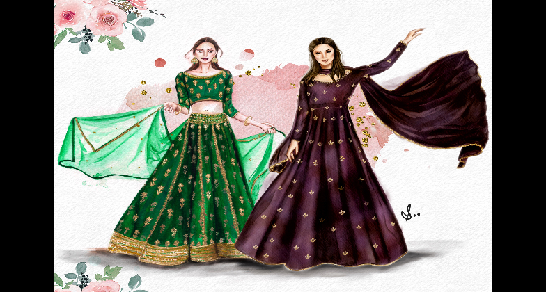 Indian wedding live paint - Dr. Sneha - Bridesmaids cards