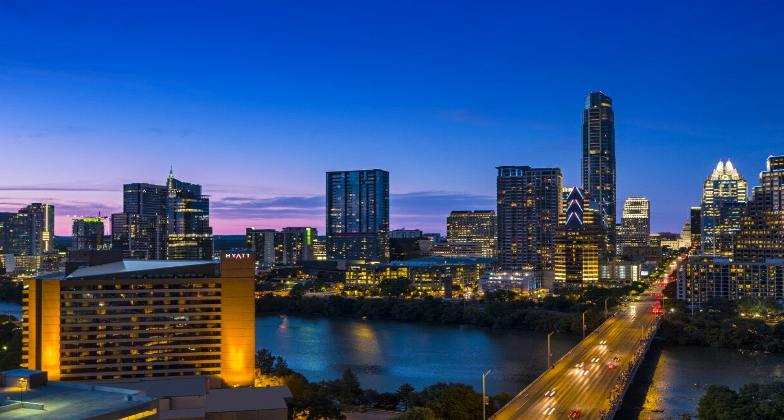 Hyatt Regency Austin at night